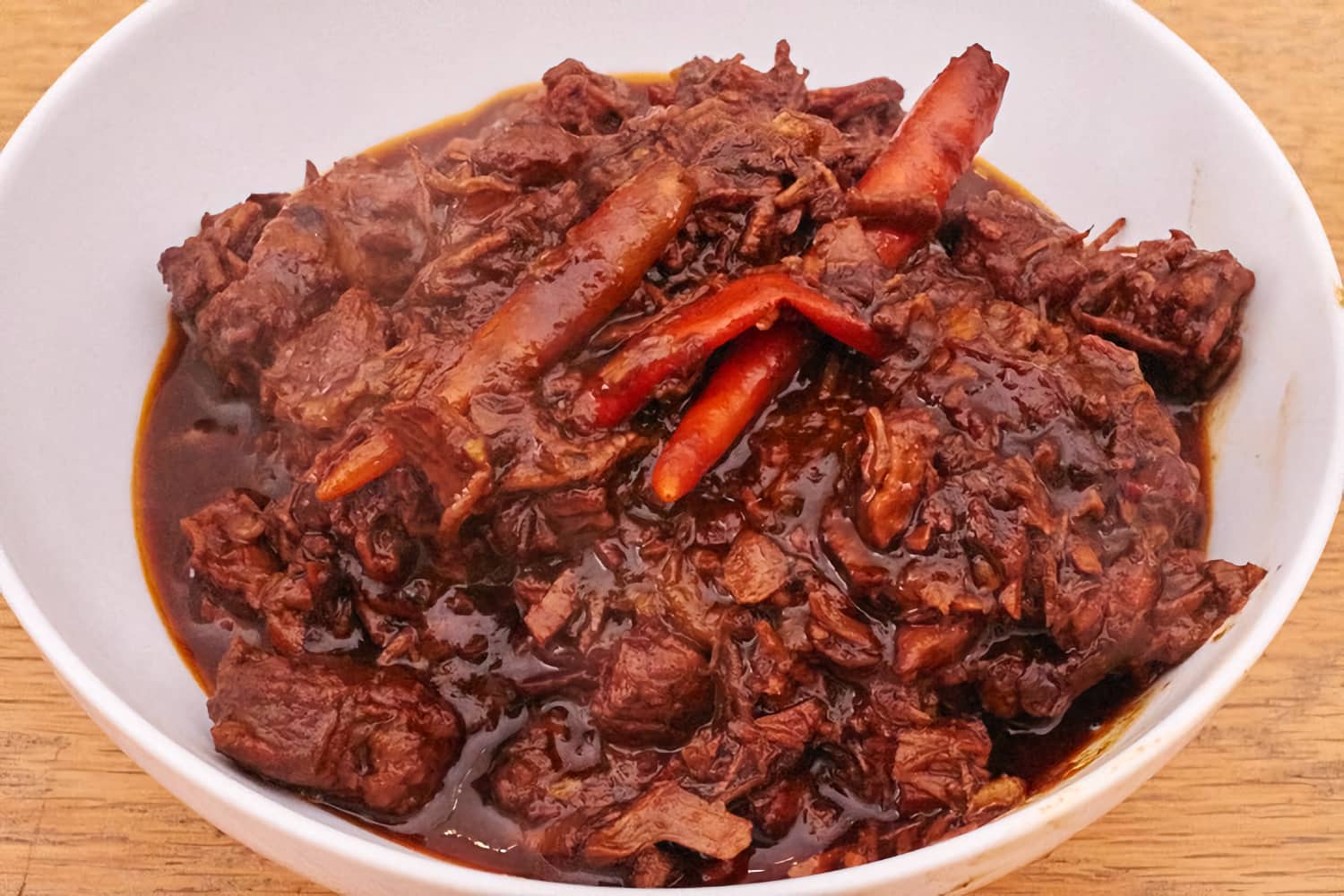 Chilli Beef, ready to eat.
