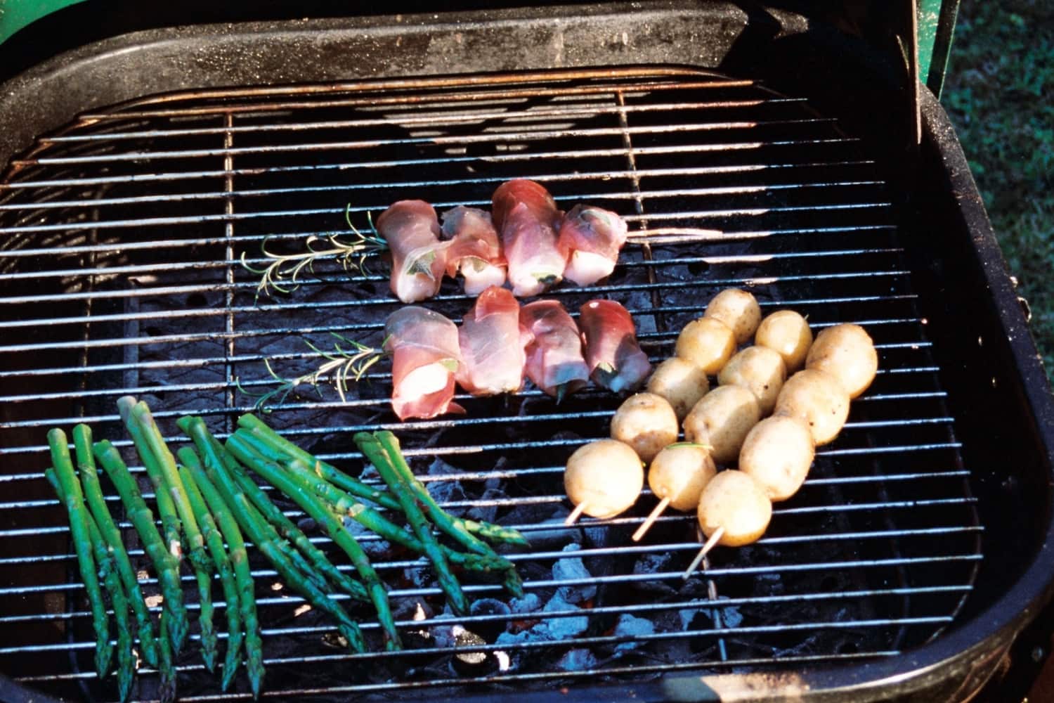 Cooking the monkfish and new potatos