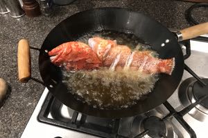 Three Flavoured Fish, deep frying