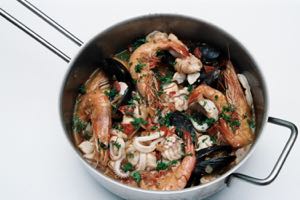 Anything Seafood Stew in the pan