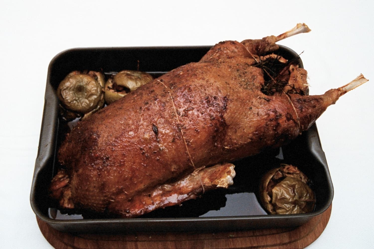 Roast Goose with Apple Stuffing resting