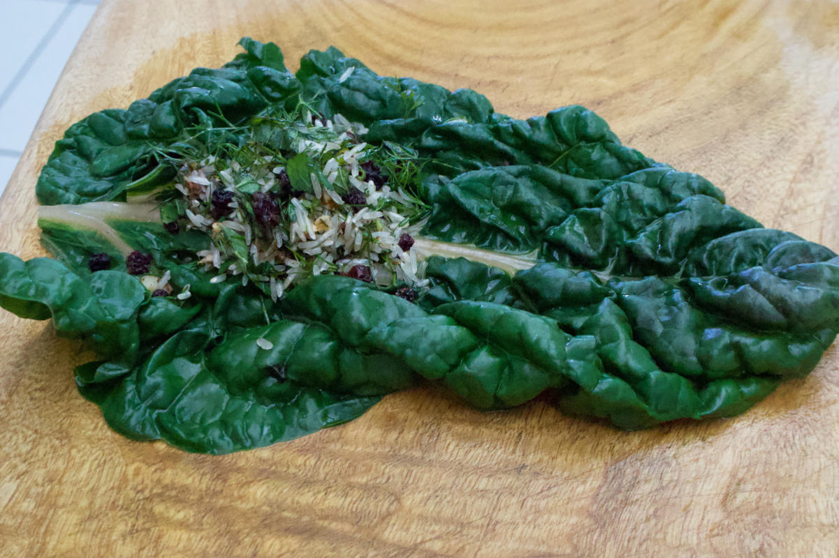 Silverbeet leaf with filling